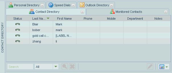 4.2.2 Directory Management Interface At the bottom of the Contact Directory panel there are several dialog boxes and buttons that assist you in managing directories: Figure 9 Contact Directory