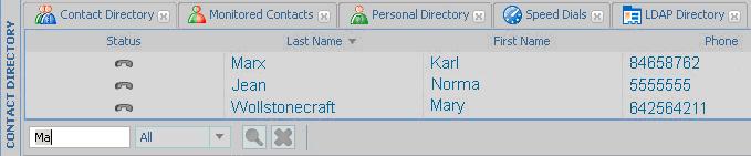 7.4 Search Directory You can search a directory using the search feature located at the bottom left of the Contact Directory panel.