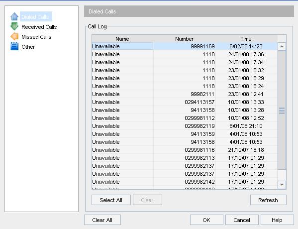 Figure 3 shows the Receptionist Enterprise Tools Call History dialog box.