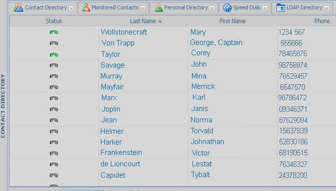9.4 Order Columns (Enterprise Edition) To order a directory by column: 1) Click the top of a column in the Contact Directory to arrange the contacts in ascending order for that column.