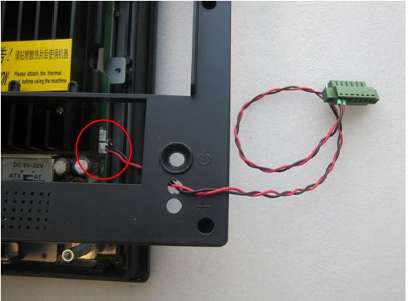 5. Through the red/black control cable from punch hole, insert pin header to PS_ON single