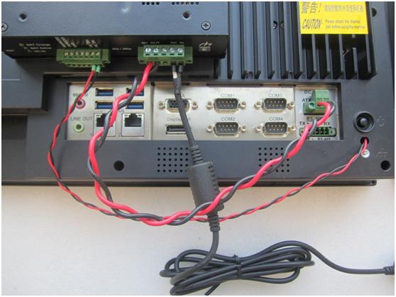 8. Connect the power cable and control cable to the PC. Figure 2.16 Connected cables Note!