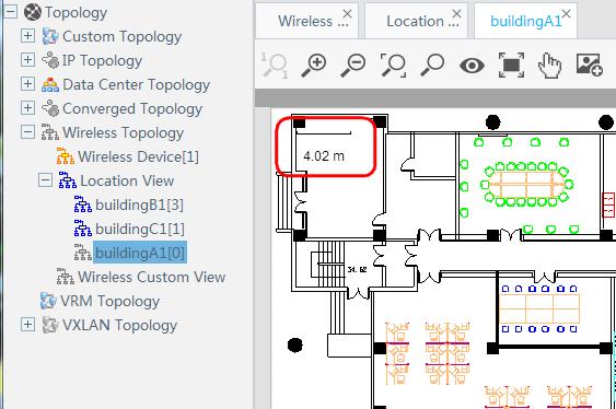 Figure 8 Scale displayed on the topology Drawing obstacles 1. On the toolbar at the top of the topology page, click the Add Obstacle icon. 2.