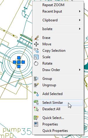 Select Similar Objects Use the new Select Similar tool to quickly create a selection set consisting of objects that match the properties of one or more selected objects.