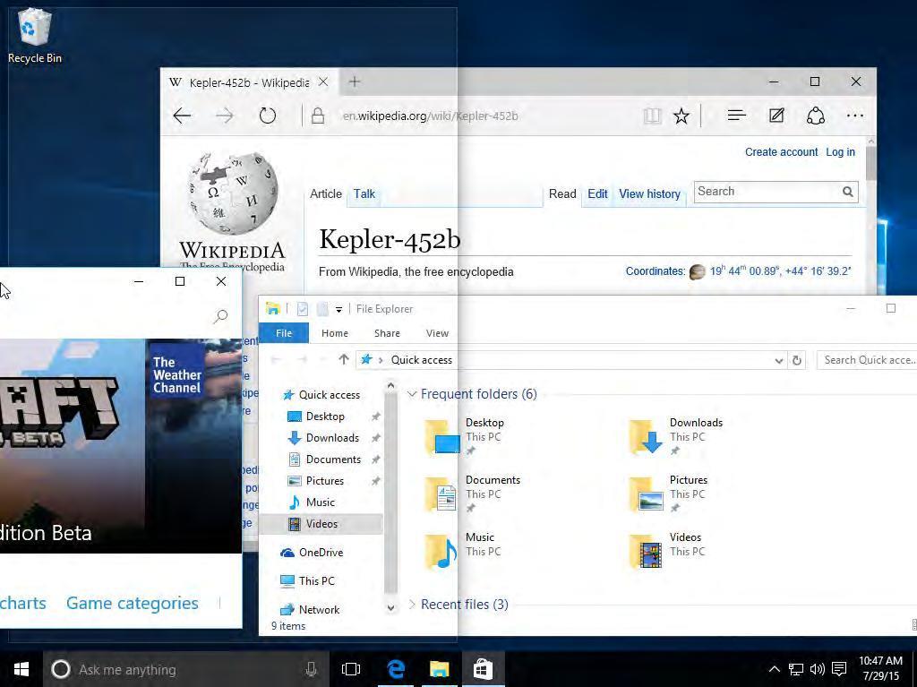 New Features Tips for managing multiple windows Windows 10 has several features that make it easier to multi-task and work with multiple windows at the same time.