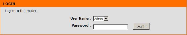 You may also connect using the NetBIOS name in the address bar (http://dlinkrouter). Select Admin from the drop-down menu and then enter your password.