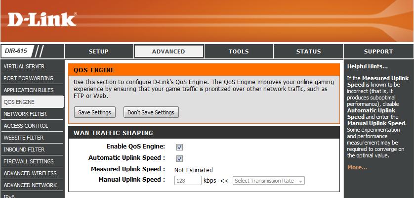 QoS Engine The QoS Engine option helps improve your network gaming performance by prioritizing applications.