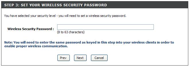 Select the level of security for your wireless network: Best - WPA2 Authentication Better - WPA Authentication None - No