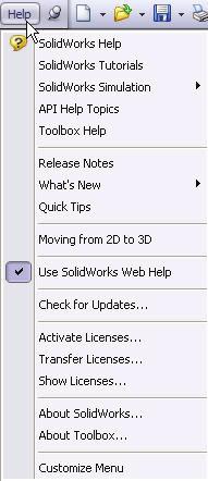 Getting SolidWorks Help SolidWorks has a comprehensive Home help Page function that is design to assist the new and experience user.