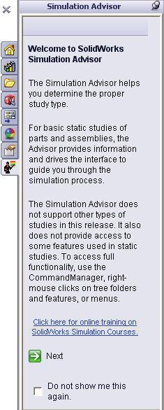 Simulation Advisor. The Simulation Advisor is a tool to help the user to determine how to create the proper study.