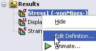 Note: To view the stress plot in a different unit system, rightclick the