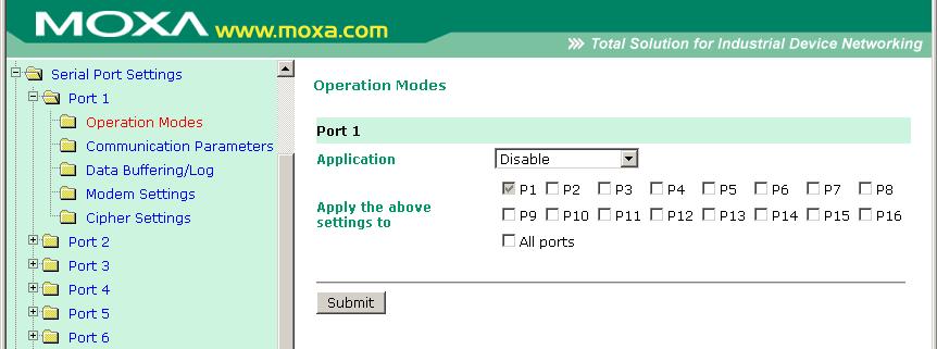 Configuring Serial Port Operation Modes Disabled Mode When the