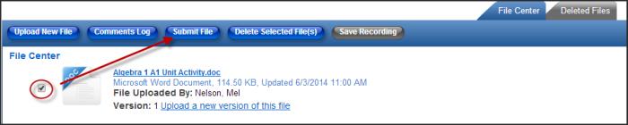 5. Select whether you are submitting the file for review or scoring by your teacher.