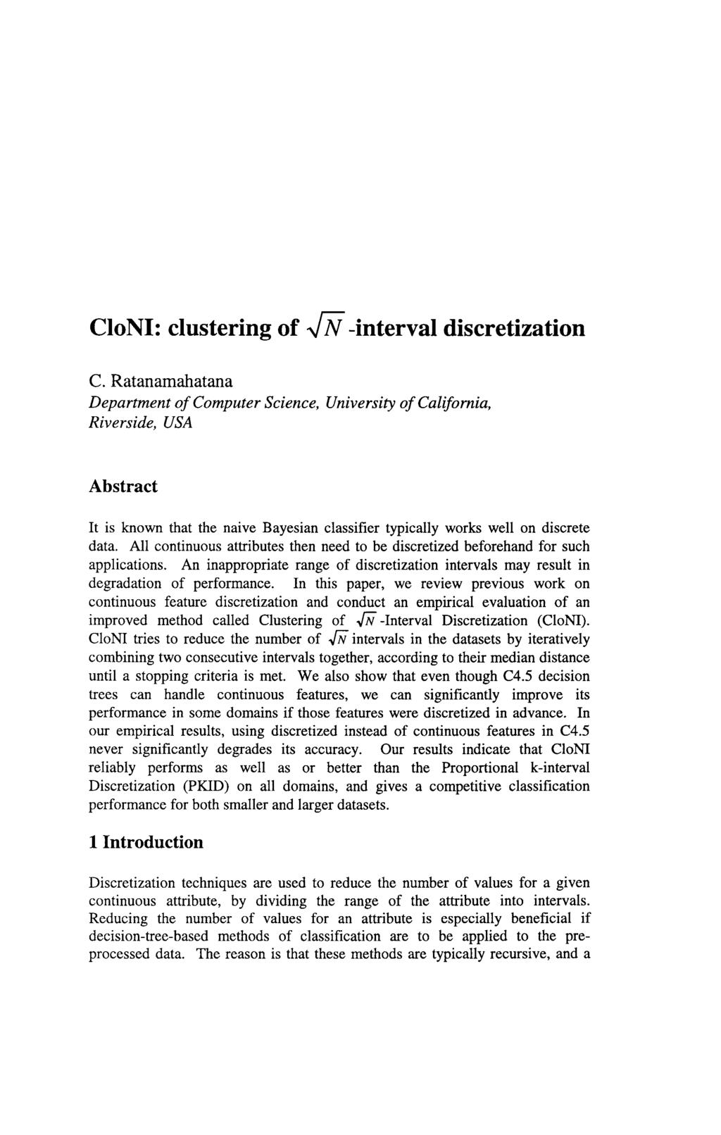CloNI: clustering of JN -interval discretization C.