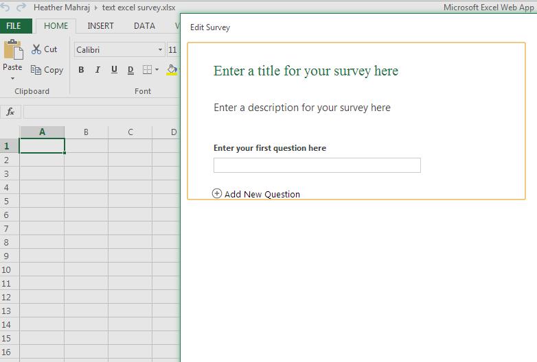 Create an Excel survey that collects information online.