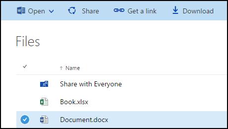 Downloading a Copy of a File Sometimes you may need to download a copy of a file to your machine. 1. From the Office 365 OneDrive page, use the check box to select the file you wish to share. 2.