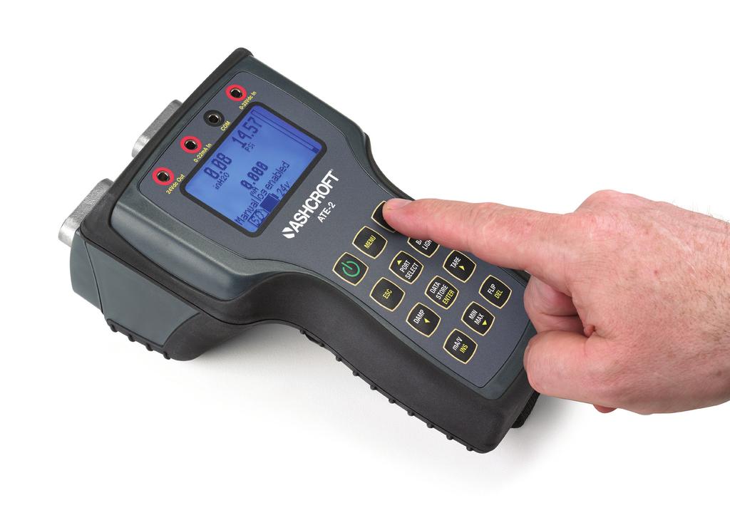 ATE-2 Handheld Calibrator STANDARD BASE UNIT FEATURES Data logging IP65 / NEMA 4X enclosure Onboard 24Vdc loop power supply (non-intrinsically safe version) Optional intrinsically safe approvals (FM,