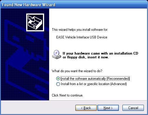 If it is the first time you ve plugged your USB interface into the PC, then the Found New Hardware wizard will run and you may see a dialog similar to this: 3.