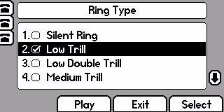Customizing Your SoundPoint IP 650 SIP Phone 4. Using the and, select the desired ring type. Press the Play soft key to hear the selected ring type. 5.