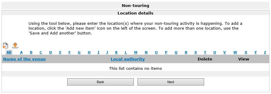 Either enter the postcode of the venue and select Get local authority or tick No postcode available and select the local authority from the drop-down list.