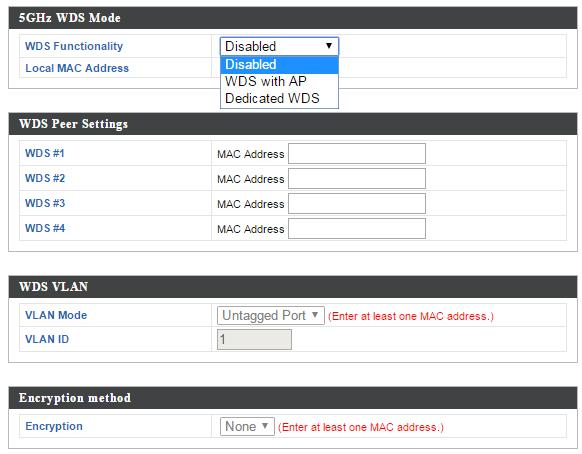 WDS must be configured on each access point, using correct MAC addresses.