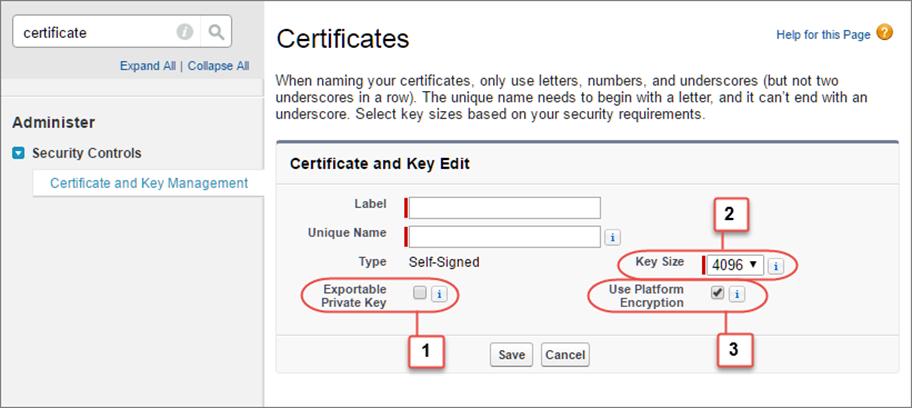 Manage Shield Platform Encryption Generate a BYOK-Compatible Certificate Use Salesforce to generate a certificate to encrypt the tenant secret that we ll use to derive your org-specific data