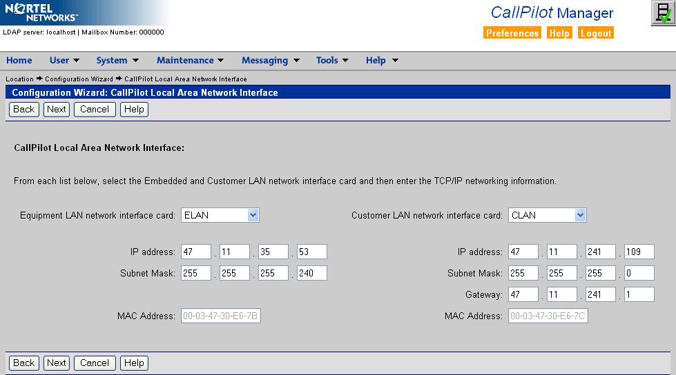September 2006 Configuring the CallPilot system Result: The Language Installation screen appears.