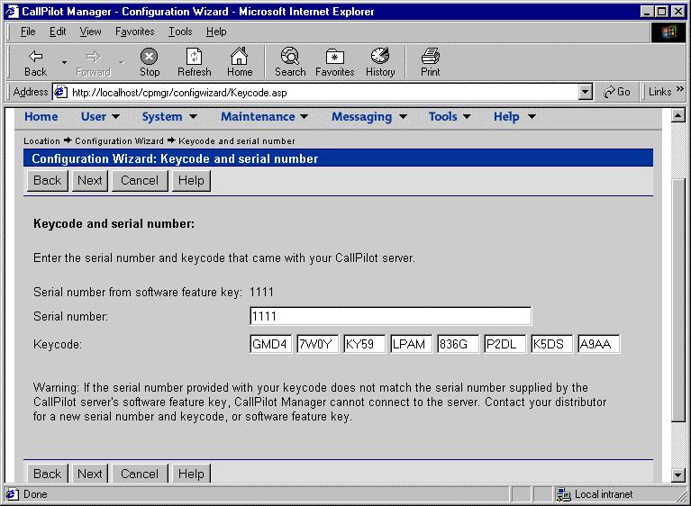 Configuring the CallPilot system Standard 1.