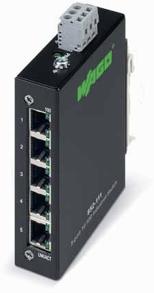7 532 852-111 5-Port 100Base-TX Industrial Eco Switch +18~30V DC PWR + - 100 1 2 3 4 5 LNK/ACT The 852-111 has 5 ports with each port featuring Auto-negotiation and auto MDI/MDI-X detection.