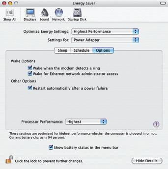 In the Mac OS System Setup, set Energy Saver as follows. Click the Sleep tab.