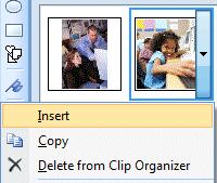 The bottom of the Clip Art Task Pane is now filled with computer clip art the images you see on the left.