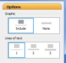 Notice, in the upper right corner of the Logos Design Gallery screen an area called Options. You have several choices. Notice you can include a graphic, or not have one.