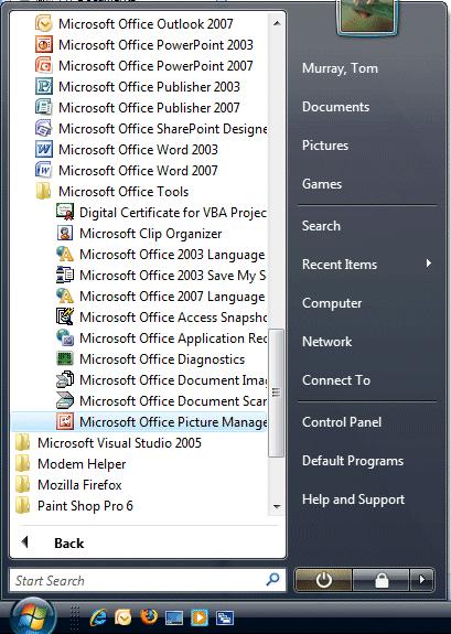 If you are using Windows VISTA, click the Start button in the lower left corner of your screen. Then move your cursor over All Programs.