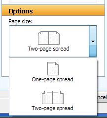 We have found that the commercial printers desire/require that you print each Page separately. To change the spread layout, click the Newsletter Options choice in the Format Publications Task Pane.