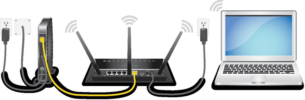 Cable Your Router Power on your router and connect it to a modem. Figure 4. Cable your router To cable your router: 1.