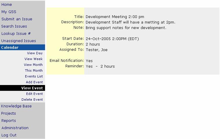 Sharing Information Calendar The calendar is a feature to notify all users of events that are occurring in the company. A calendar event has a title, description, and a note field.