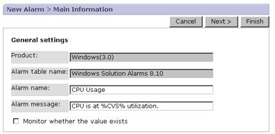 Figure 7-2 New Alarm > Main Information window 12. In Enable alarm, select whether to immediately activate the alarm after it has been created. 13.