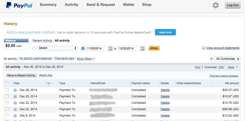 Checking Transactions To keep track of financial transactions, PayPal provides a record of all previous transfers on the History page at PayPal.com.