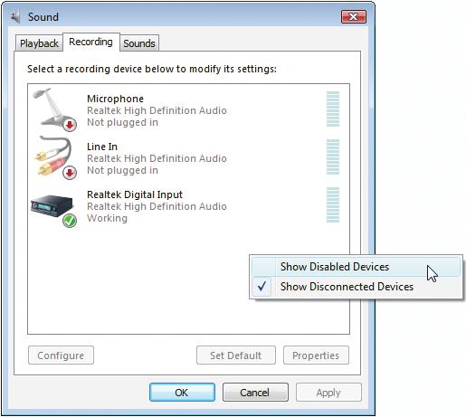 The following steps explain how to enable Stereo Mix (which may be needed when you want to record