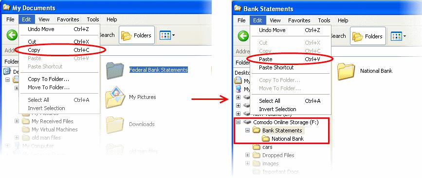 Paste the folder or file to the Drive. Your files/folders will be automatically uploaded to your online storage space.