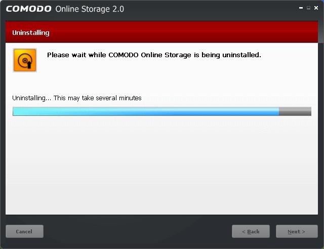 and on completion, the 'Uninstallation Complete' dialog will be displayed.