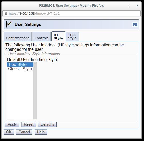 HMC User Interface User Settings (UI Style) Select UI Style tab and then choose the user