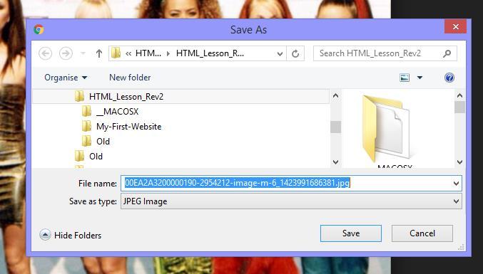Get an Image from the Web (cont d) 2. Be sure to save the image in the same folder as your.html file! 3.