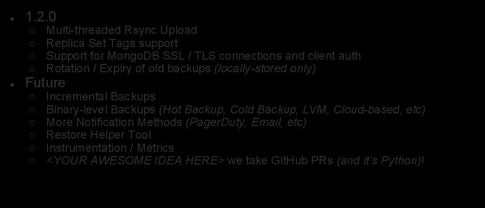 Backups: mongodb_consistent_backup 1.2.