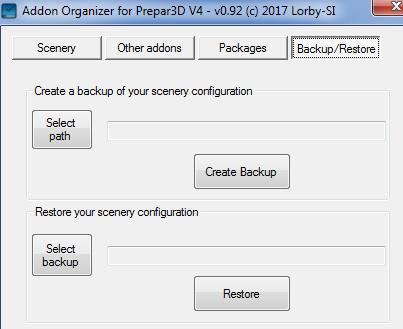 3.7 Backup and Restore With this dialog you can create a backup of your addon configuration files (ZIP file format) and restore