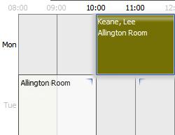 Annotations Events in the Timetable Grid are annotated where possible an event s resources are displayed in the rectangular event block (within the limitations of the available space).