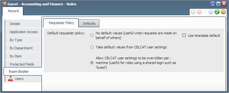 Role Based Room Booker Requester Policy 2.5 Clustered Teaching Overview Role Based Room Booker Default Options Clustered teaching was added to the Windows client applications as part of CELCAT 7.4.