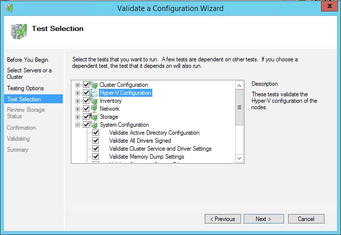 Figure 3 - Cluster Validation to Test the Configuration Create a Failover Cluster After the hardware and software configuration has passed cluster validation, the cluster can be created in a few