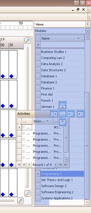 It is also possible to position elements on top of each other in a tabbed format. In this instance the central positioning symbol is used.