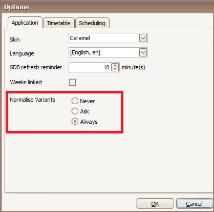 The user can control how this potential for normalisation of variants is handled using the options available in the Application tab of the Options window, available from the Tools menu.